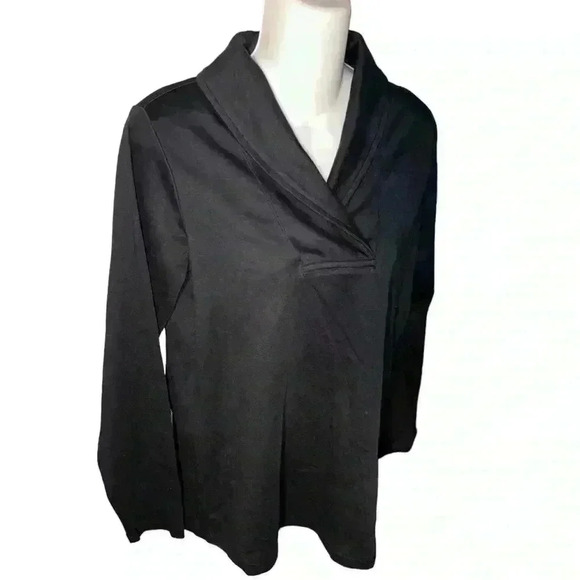 L.L Bean‎ Black V-Neck Collared Shirt, M - Picture 2 of 5